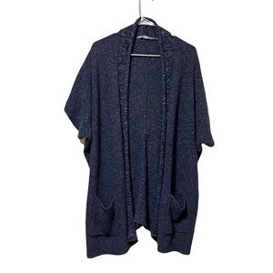 Athleta Marled Short Sleeve Open Cocoon Cardigan Sweater